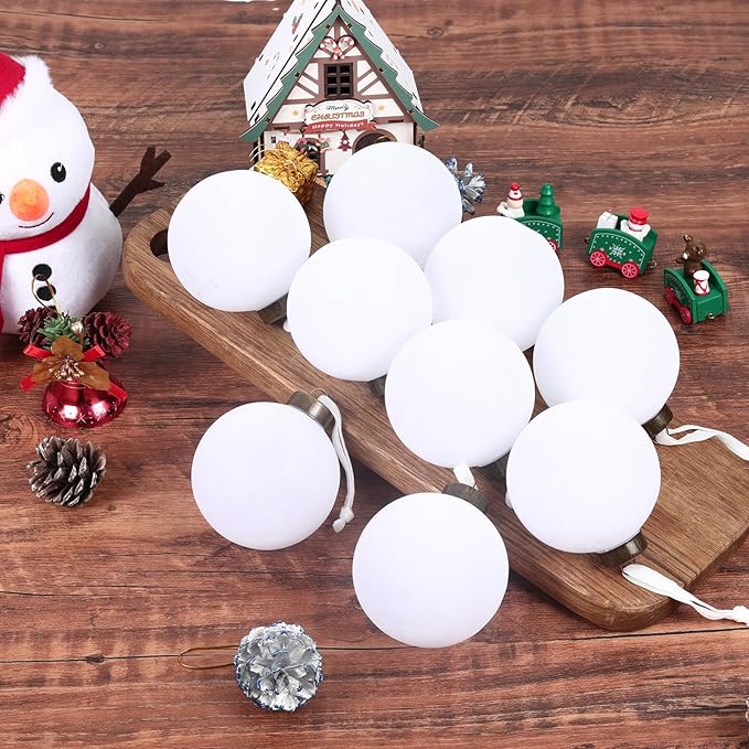 12 Pcs Velvet Christmas Balls Bulk Shatterproof Plastic Christmas Tree Decorations for Decorative Hanging Baubles (12, White, 2.36Inch)