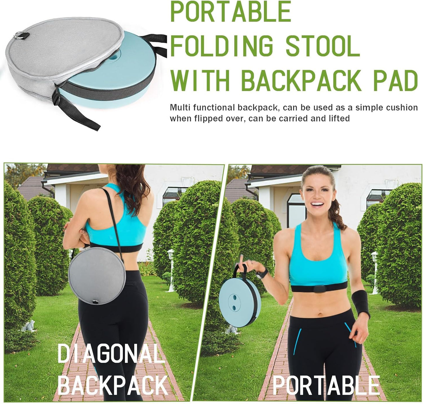 Deer's Life Portable Collapsible Stool with Cushion Pad, Retractable Folding Telescopic Camping Seat for Adults, Small Lightweight Sturdy Adjustable Stools for Travel,Kitchen,Garden,Fishing