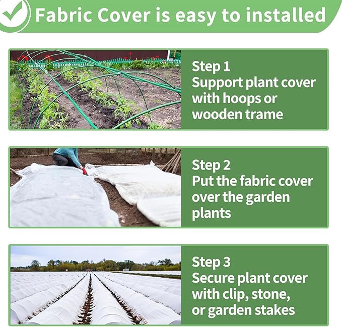 SPORTYOUTH Plant Covers Freeze Protection 10 x 50 FT 1.2 oz/yd² Frost Cloth Blankets Large Thicker Garden Floating Row Cover Fabric for Outdoor Plants Winter Cold Fruits Flowers Protection, White