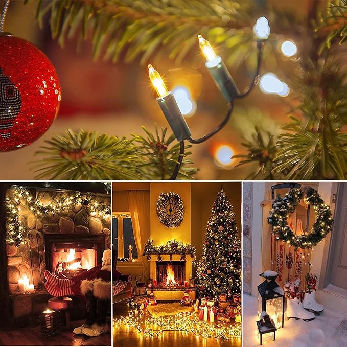 Battery Operated Christmas Lights, 2 Pack 17ft 50 LED Mini String Lights with 8 Modes Auto-Timer, Waterproof Tree Lights for Outdoor Indoor Xmas Holiday Wreath Garden Decor, Warm White