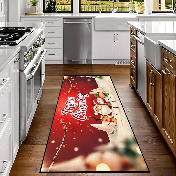Christmas Rug, Snowman Rug, Xmas New Year Gift Door Mat for Bedroom Living Room Kitchen, Merry Christmas Indoor Floor Mats for Holiday Festive Decoration,79" X 39"