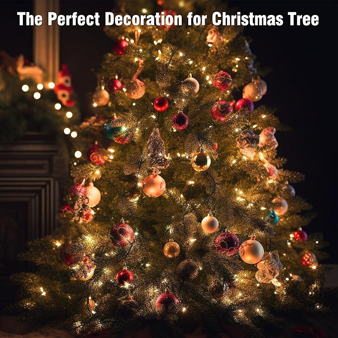 Outdoor String Lights 99FT 300 LED Connectable 8 Modes with Timer Decorative String Lights for Xmas Tree Patio Party Warm White