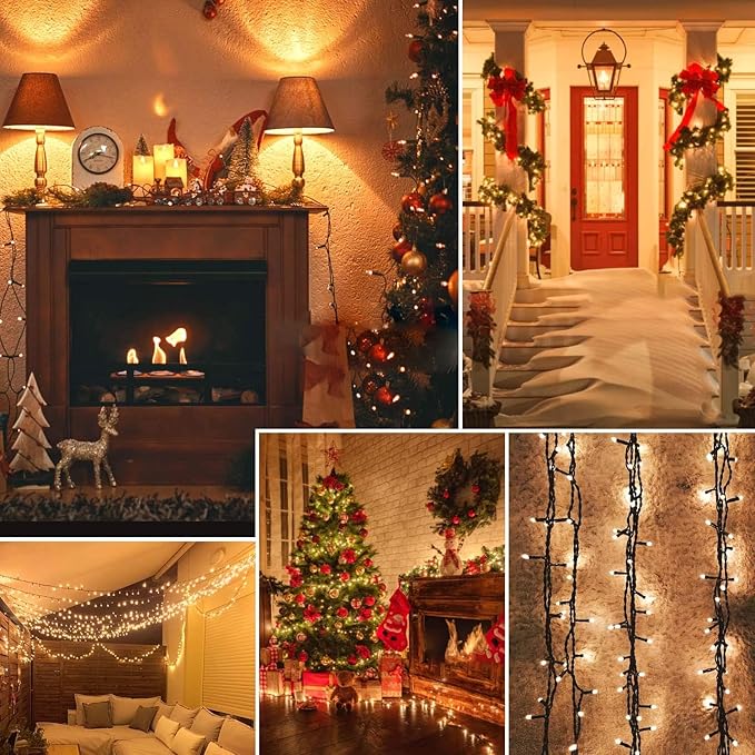 Connectable 240LED 88Ft 13Modes Christmas Lights Outdoor Indoor | Extendable Green Wire Christmas String Lights with Timer | Twinkle Fairy Light Plug in for Xmas Tree Garden Decor Party (Warm White)