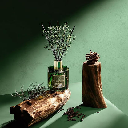 COCORRÍNA Reed Diffuser - Redwood National Park 6.7 Fl.oz Reed Diffuser Set with 8 Sticks & Preserved Baby's Breath, Reed Diffuser for Home Bathroom Shelf Decor