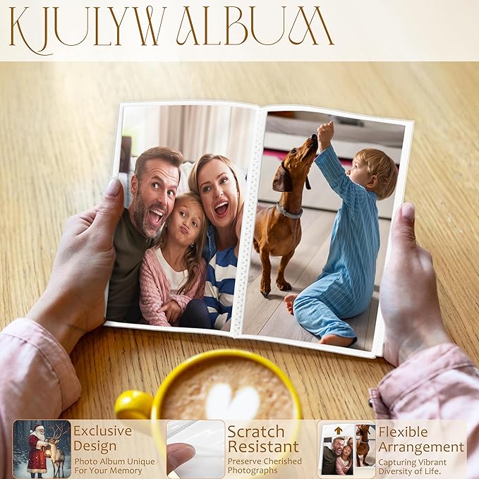 Christmas Photo Albums 4x6 Pictures, Winter Christmas Santa Reindeer Xmas Holiday Small Memory Photo Album Book for Baby Family Graduation Wedding Travel Vacation