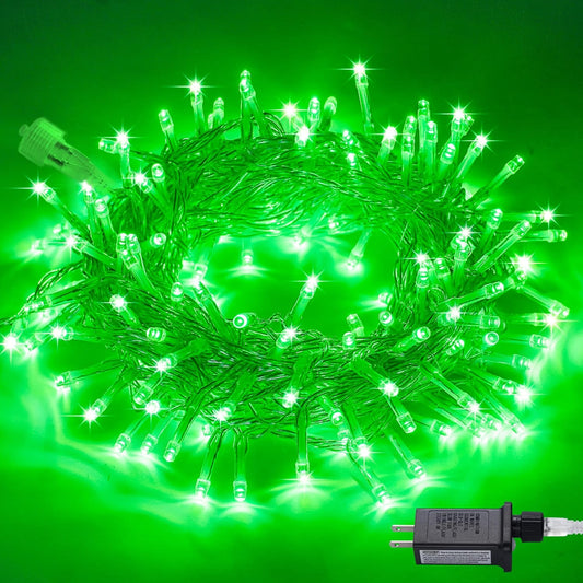 JMEXSUSS Connectable 100 LED Green Halloween Lights, 8 Modes Plug-in Green Christmas Lights Indoor, 33ft Clear Wire Twinkle String Light Outdoor for Halloween Christmas Tree Xmas Decor