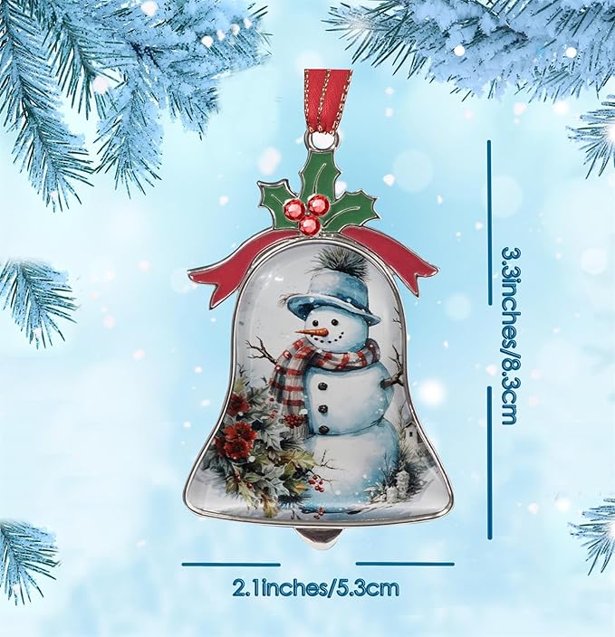 Christmas Ornaments Bell Ornaments for Christmas Tree Ornaments Pendant Decorative Metal Glass Xmas Ornamentses Home Holidays Party Decor Snowman in Holidays