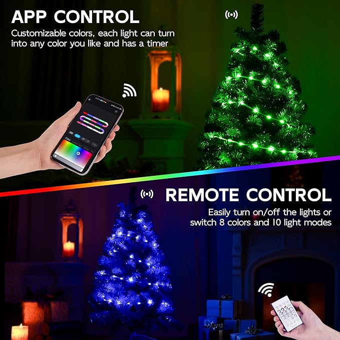 Blue 3ft Christmas Tree with Lights, Small 36inch Artificial Tree Mini Table Top Decorations, Xmas Desk Tree with 80 Colored Lights, 200 Branch, Holiday Decor for Home,Indoor Office Tabletop