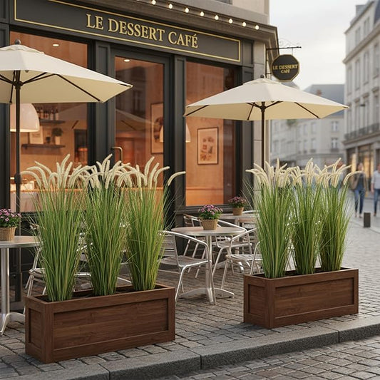 KOL Artificial 5ft 2-Pack Horsetail Reed Grass, 59in Tall Artificial Indoor Outdoor Fake Grass Plant, Home Office Decorative Artificial Plants in Pot Faux Plant Greenery, Wedding Decor