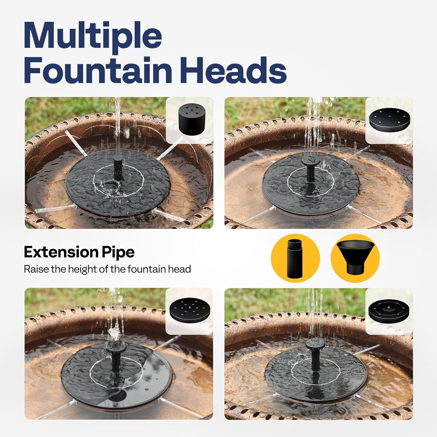 VIVOHOME Oval Polyresin Bird Bath Bowl with Solar Fountain, 29 Inch Height Outdoor Freestanding Birdfeeder with Metal Stake, Capacity 1.3 Gallons, 5-Pronged Base, Copper