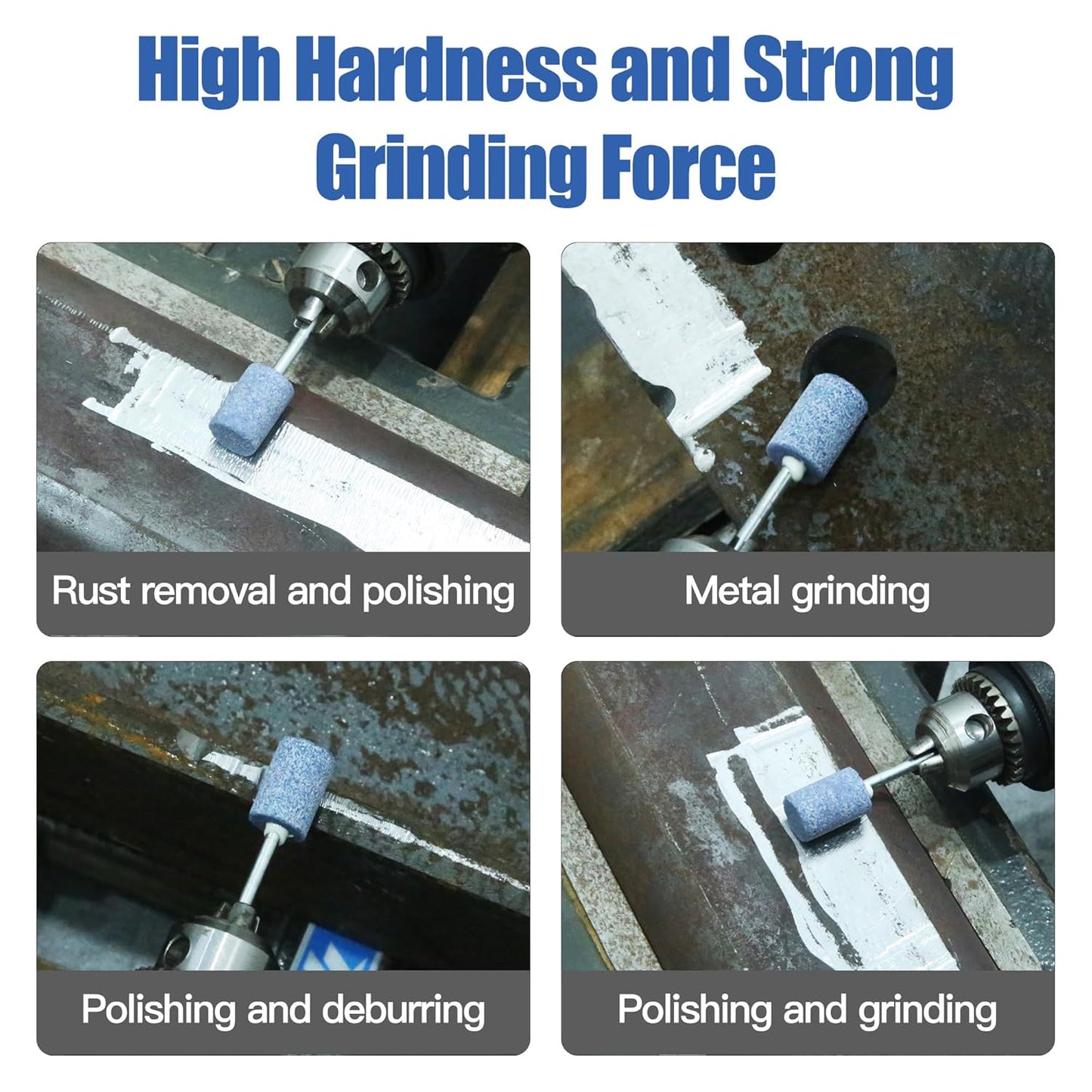 HUHAO 14Pcs Rotary Grinding Stone- 3mm Shank Assorted Shape Abrasive Stone Mounted Grinding Point Sharpening Bits for Rotary Tool Drill, Grinding, Polishing