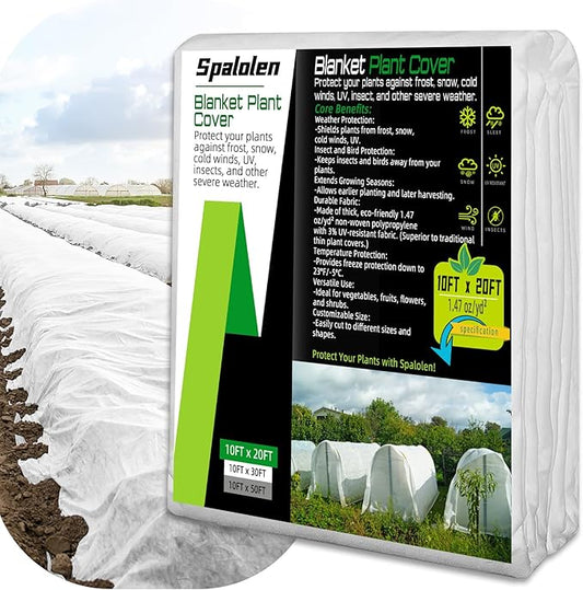 Plant Covers Freeze Protection, 10ft X 20ft Floating Row Cover 1.47 oz/yd² Fabric, Garden Frost Cloth Frost Blanket Plant Frost Covers for Outdoor Winter Frost/Sun Pest Protection - White