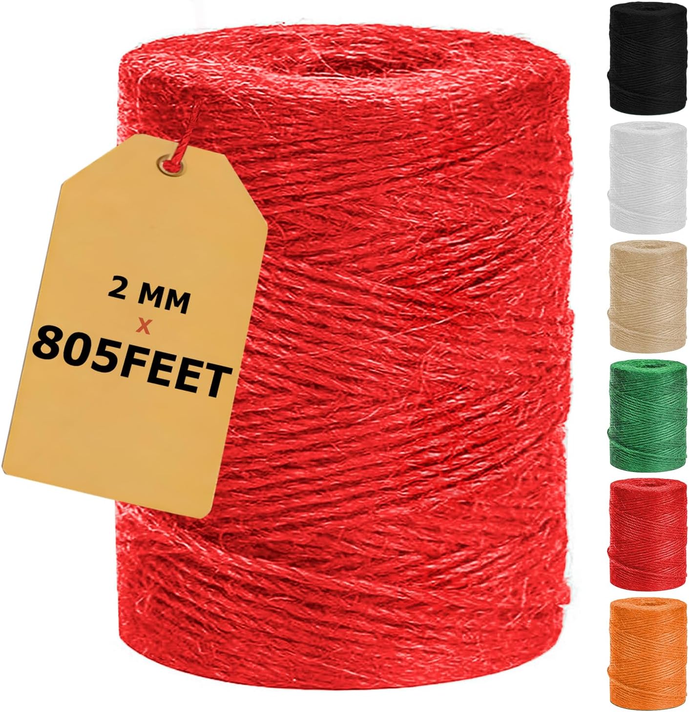 Vanhench 805ft Wrapping Twine String, Red Colored Natural Jute Twine Cord Thin Rope, Arts & Crafts Gift Wrapping, Wedding Décor, Art Decoration Packing Material, Bracelet String