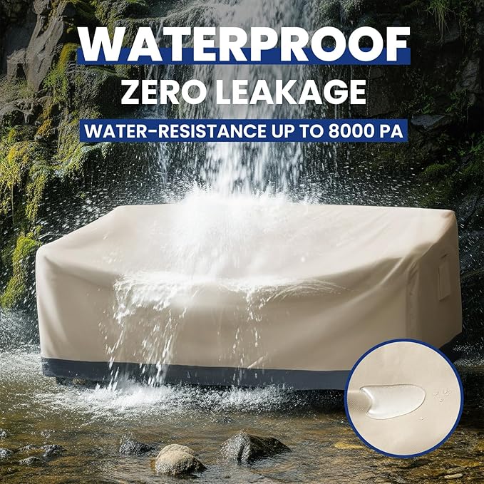 Extra Heavy Duty 2 Seater Outdoor Couch Cover Waterproof Up to 8000pa, Patio Furniture Sofa Covers with Air Vent, Outdoor Loveseat Bench Cover, 76" W x 33" D x 32"H