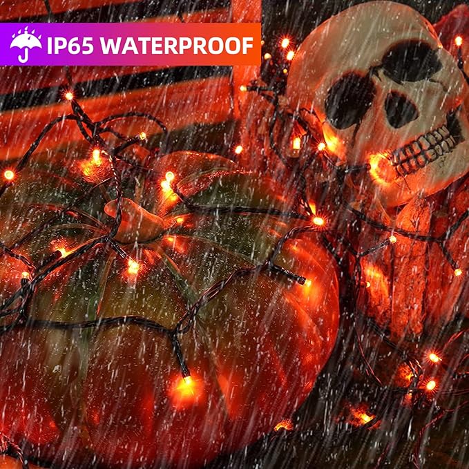 XTF2015 Orange Purple Halloween String Lights, Halloween Light 105ft 300 LED Color Changing, End to End Plug Waterproof Halloweens Decoration Lights Outdoor Indoor for Bedroom Patio Decor