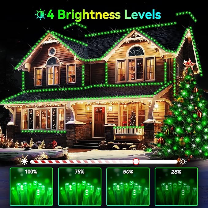 Hezbjiti 1000 LED 403 FT Christmas String Lights Outdoor, 8 Lighting Modes IP44 Waterproof Fairy Lights with Timer and Dimmable Function for Home Party Tree Decorations (Green, Clear Wire)