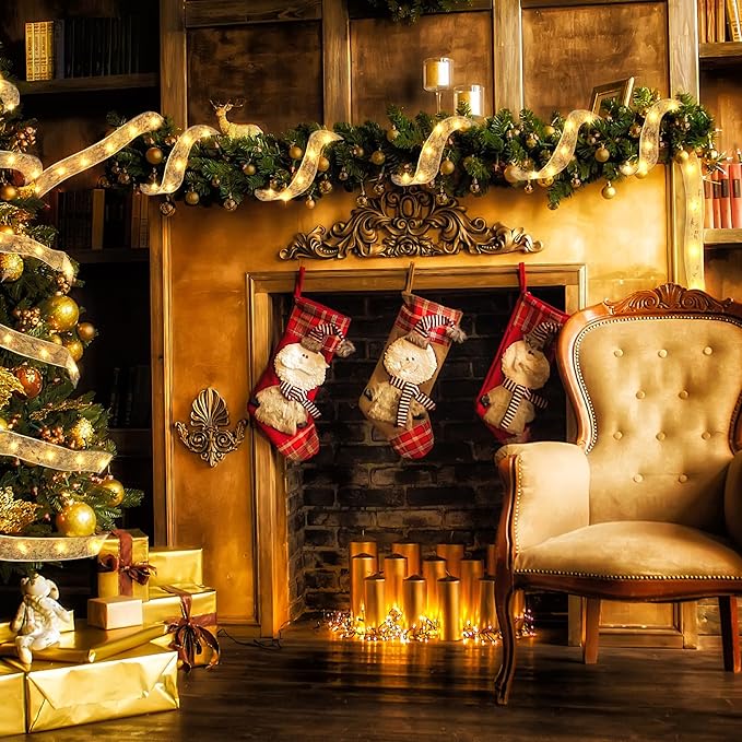 Christmas Decorations, 2.5Inch x 33Ft 100 Led Christmas Tree Ribbon Lights with Remote Control, Battery Operated & USB Powered 8 Lighting Modes Fairy String Lights with Timer for Xmas Decor