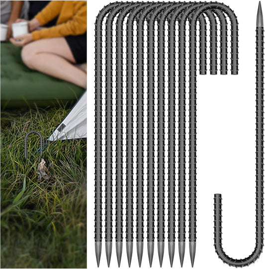 30 Pieces 12 Inch Long 5/16 Inch Diameter Rebar Tent Stakes Heavy Duty, Ground Anchors,Rebar Yard Fence Metal Lawn Bounce House Stakes Heavy Duty, Chain Link Fence J Hooks for Garden Wire Fencing