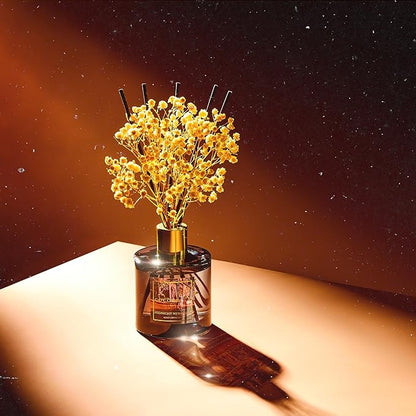 COCORRÍNA Reed Diffuser - Midnight New York 6.7 Fl.oz Reed Diffuser Set with 8 Sticks & Preserved Baby's Breath, Reed Diffuser for Home Bathroom Shelf Decor