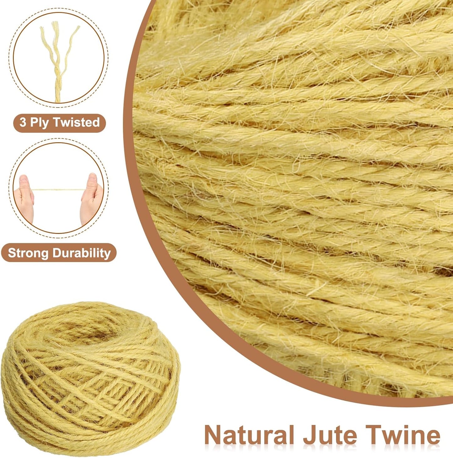 uxcell 164 Feet Natural Jute Twine String,3mm Thin Garden Twine Rope Colored Plant String Cord for DIY Art Crafts Gift Wrapping Decoration Packing Gardening Plant Hanger,Yellow