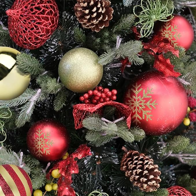 50pcs Christmas Balls 4cm / 1.6" Christmas Tree Hanging Ornaments Xmas Ball Decoration for Xmas Tree Wreath Garland, Red and Gold