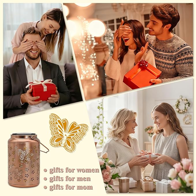 Gifts for Women Men Butterfly - Solar Lights Outdoor Garden Decor for Outside, Solar Lantern Outdoor Waterproof for Outdoor Decor, Pathway, Yard, Patio Landscape Lighting