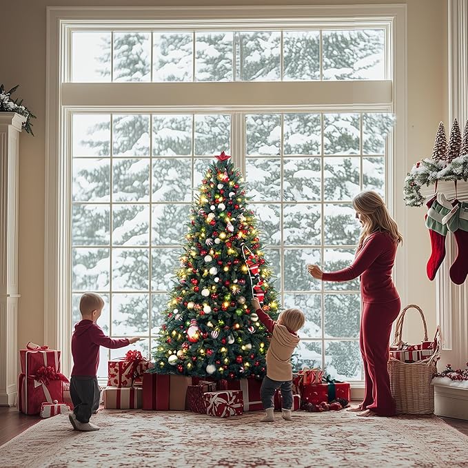 Christmas Tree 7ft Premium Hinged Blue Spruce Artificial Christmas Tree, Xmas Tree Unlit Full Christmas Trees,2368 Branch Tips