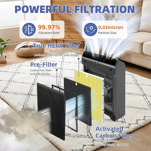 5510 5520 HEPA Pet Care Air Purifier Filter Q Replacement for Winix 5510 5520 Plasmawave Air Purifier H13 True HEPA Carbon Filter,# 1712-0123-00,3 Combon Set