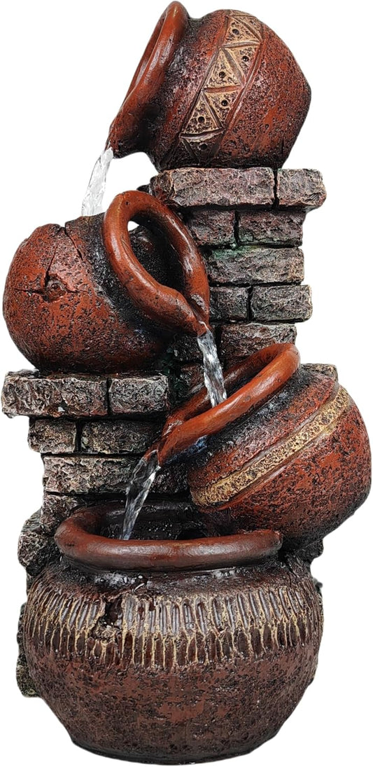 Indoor Desktop Fountain with Led Light - Layered Rock Waterfall Fountain, 13.77 x 5.9 x 5.9 inches, Silent Tabletop Water Feature Decor for Relaxation