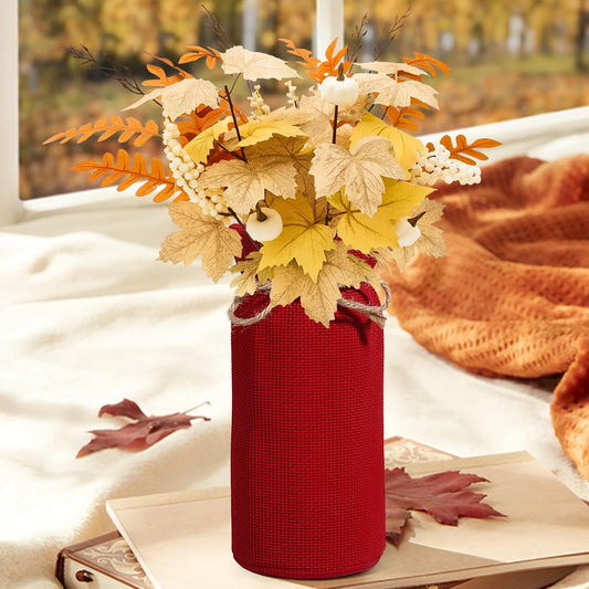 Fall Decor Vase for Flowers Fall Centerpieces for Tables Vases Home Decor Vintage Flower Vase Dining Table Centerpiece Decor(Red)