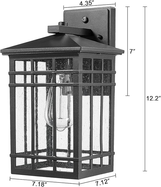 Dusk to Dawn Outdoor Wall Lantern,Exterior Wall Mount Light, 1-Light Outdoor Wall Lighting Fixture for Porch,Garage, Patio, Hallway and Entryway (Black-Wall Light, 1 Pack),DDAMS-W18