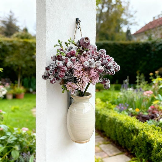 Artificial Flowers with Blueberries 9 Stems - Non Irritating Gas for Indoor and Outdoor Decoration, Home Decor, Wedding Decor and Table Centerpieces（no vase）