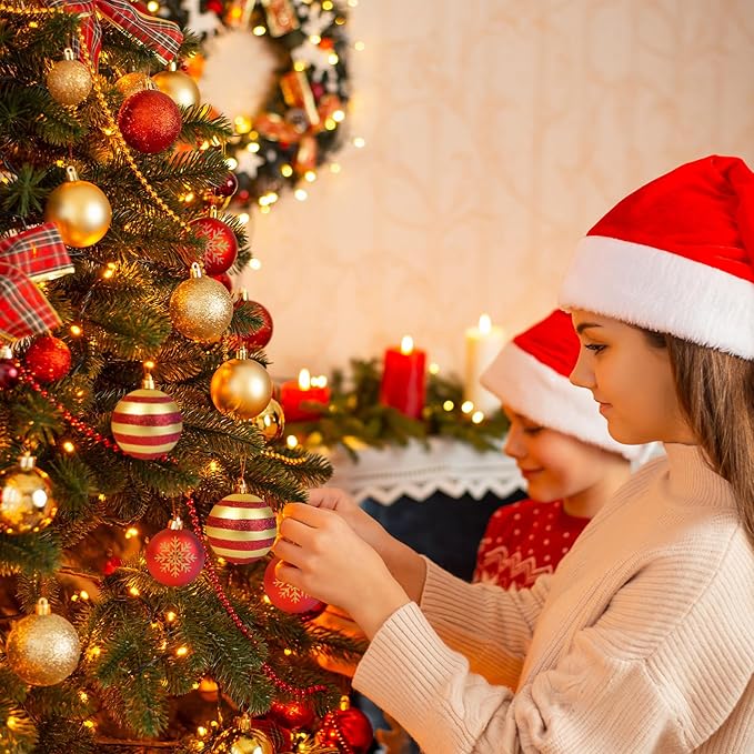 50pcs Christmas Balls 4cm / 1.6" Christmas Tree Hanging Ornaments Xmas Ball Decoration for Xmas Tree Wreath Garland, Red and Gold