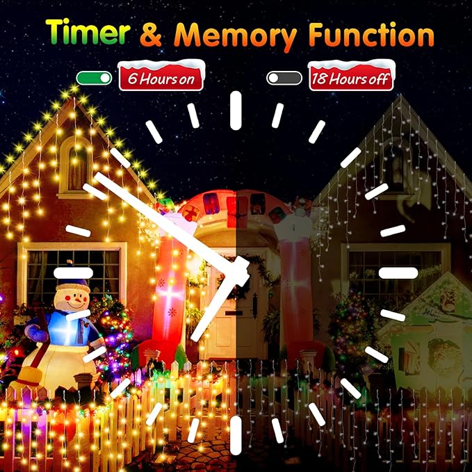 131FT Christmas Lights Outdoor 1440 LED Christmas Decorations Waterproof Plug in with 8 Modes & Timer Christmas Lights for Roof Party Garden Holiday Decor（Warm White）