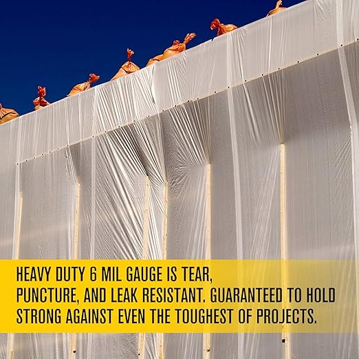 Aluf Plastics Plastic Sheeting - 20' x 100', 6 MIL Heavy Duty Gauge - Clear Vapor and Moisture Barrier Sheet Tarp/Drop Cloth for Greenhouses, Painting, Furniture Covers, Carpet Cover, Floor, Paint,