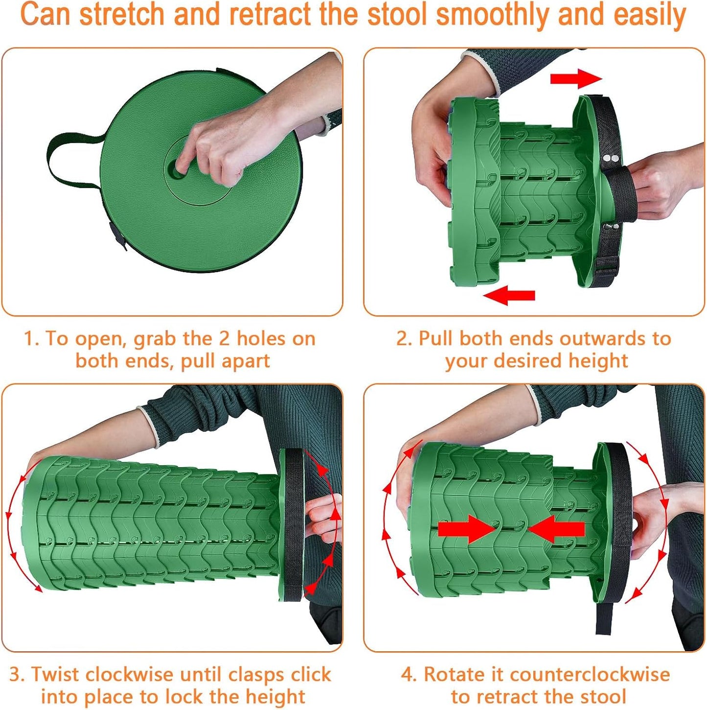 Boreeman Upgraded Folding Stool Lightweight Yet More Sturdy with Load Capacity 400lbs Portable Collapsible Stool for Camping Fishing Hiking BBQ (Army Green)