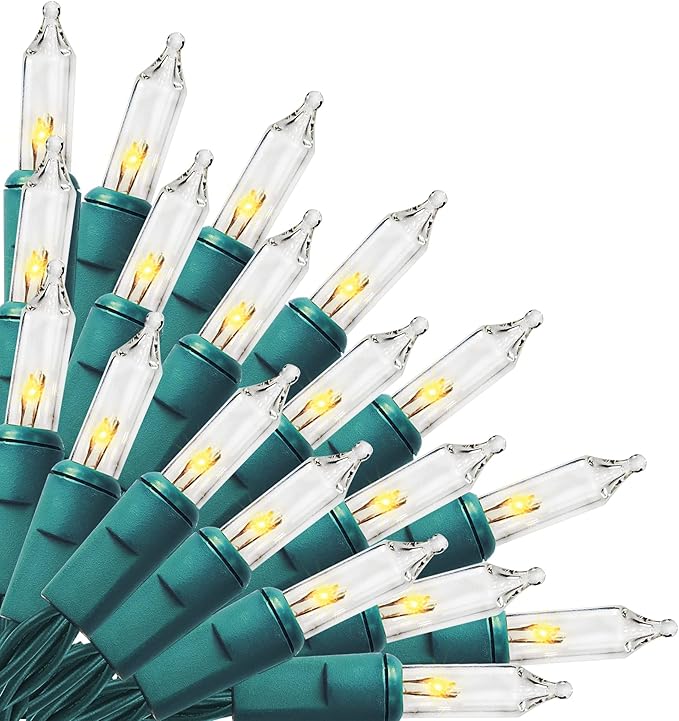 FUNPENY Christmas Lights, 30FT 150 Incandescent Mini Clear String Lights, Warm White With Green Wire for Indoor Outdoor Tree Xmas Party Holiday Home Decorations