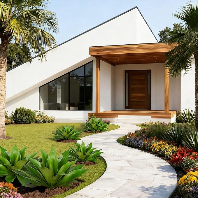 Artificial Agave Plant Fake Agave Plant Artificial Plants Outdoor Uv Resistant Artificial Fake Plants Suitable for Indoor Home Decor Outdoor Courtyard Balcony Terrace Decor 1Pcs,17.8'',Green