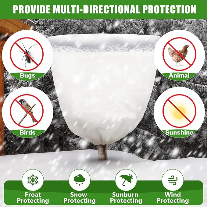 NNG 3PCS Winter Plant Covers Freeze Protection 39.4x39.4Inch Frost Blanket Shrub Covers with Zipper Drawstring Plant Protector Shrub Jacket Winter Tree Cover for Outdoor Plants, Shrub Potted Plants