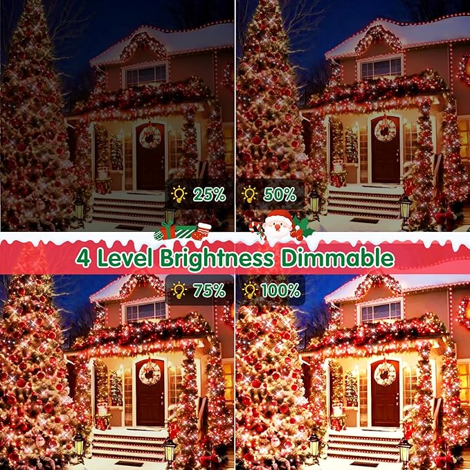 XURISEN 403FT 1000 LED Christmas Lights Outdoor Green Wire String Lights 8 Modes with Timer Memory Waterproof Fairy Light Plug in for Xmas Tree Wedding Yard Party Holiday Decorations(Red)