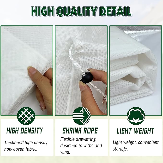 Rectangular Plant Cover Frost Big Size for 8×2×2FT Non Woven Fabric Garden Bed Cover with Zip Drawstring for Winter Cover Protection, Raised Beds Protect Plant Vegetable from Winter Frost