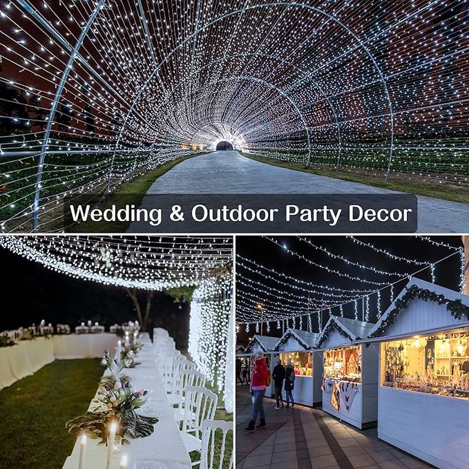 Outdoor Christmas String Lights, 800LED 330FT White Fairy Lights, 8 Mode Plug in Waterproof Indoor Outdoor Decor Lights for Bedroom Christmas Thanksgiving Wedding Party Garden Yard Tree
