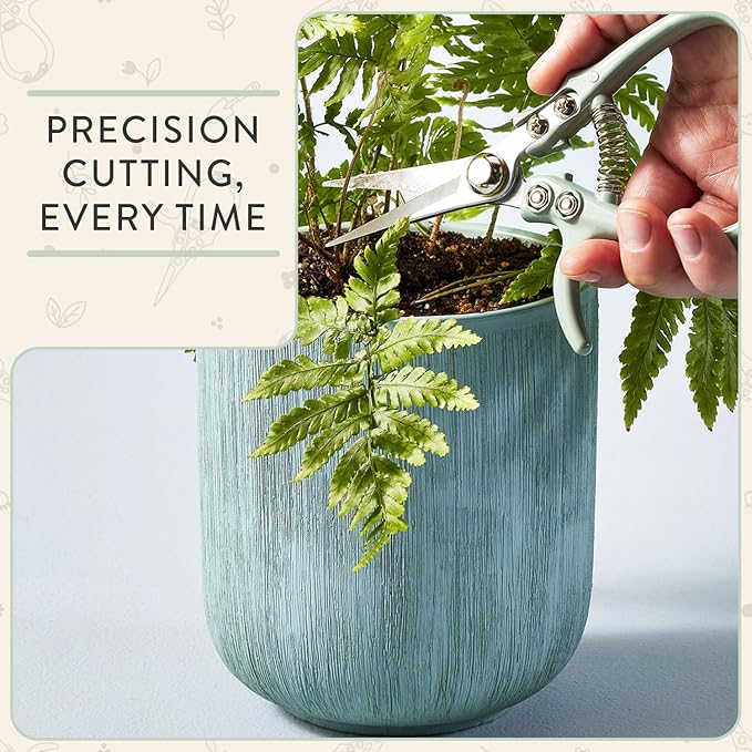 Modern Sprout Pruning Shears - Herb Snipping Scissors- Lightweight Gardening Tools W/Easy Lock - Flower Cutter Garden Shears - Carbon Steel Blade + Reusable Holster (Sage, 1-Pack)