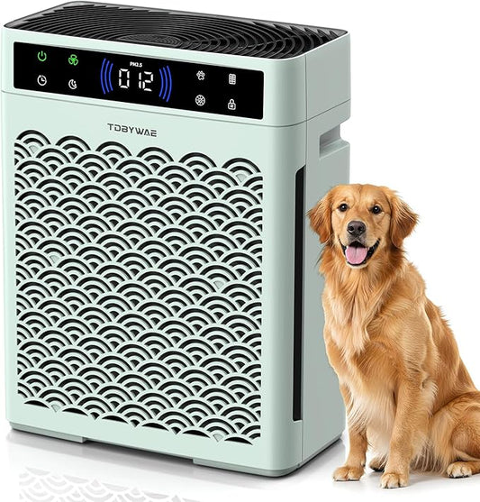 Air Purifiers for Home, Large Room up to 3000 Ft², HEPA Air Purifier for Home Pets with Filter, Air Quality Sensor, Timer, Air Cleaner for Bedroom, Dorm Room, Pet Hair, Office - Green