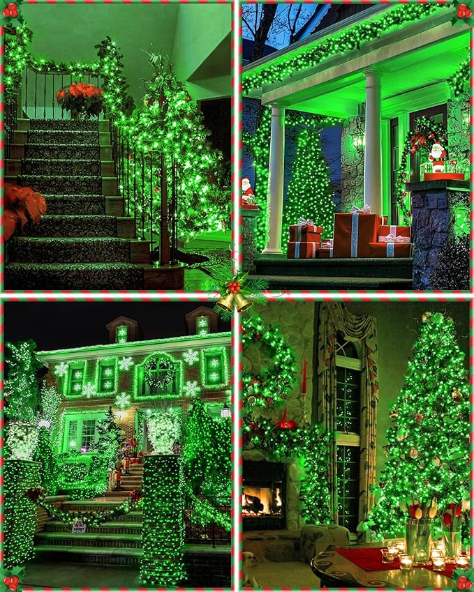 355 FT 900 LED Green Christmas Lights, Extra Long Outdoor String Lights Waterproof, Timer & Memory, 8 Modes Dimmable Plug in Fairy for Outside Tree Wedding Patry
