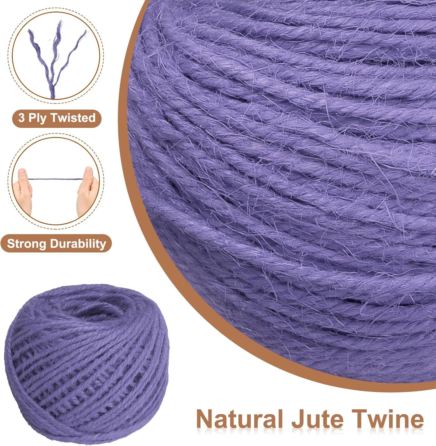 uxcell 164 Feet Natural Jute Twine String,3mm Thin Garden Twine Rope Colored Plant String Cord for DIY Art Crafts Gift Wrapping Decoration Packing Gardening Plant Hanger,Purple