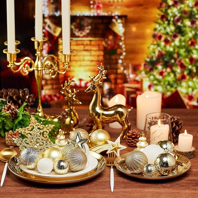 XmasExp 99-Pack Christmas Ball Ornaments Assorted Shatterproof Christmas Tree Decorations with Hand-held Gift Package for Xmas Tree,Home,Party(Gold)