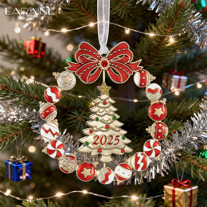 Laraine Christmas Tree Ornaments – Decorative Rotation Hanging Pendant of Car Charm Holiday Keepsake Gift Home Decor (Gold-New Tree (2025))