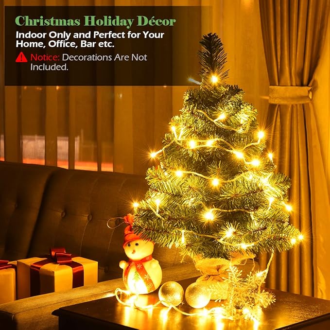 GOFLAME 3ft Mini Artificial Christmas Tree, Tabletop Spruce Christmas Tree with New PVC Material and Cement Base, Perfect for Indoor Decoration