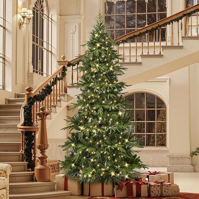 HOLLO STAR 9 ft Prelit Pencil Christmas Tree with 600 LED Lights, App Control, Aspen Artificial Christmas Tree, Multi-Color RGBW Lights, 2519 PE & PVC Branch Tips, Skinny Xmas Tree, for Home, Party